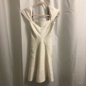 White XS Herve Leger Makayla Bandage Dress